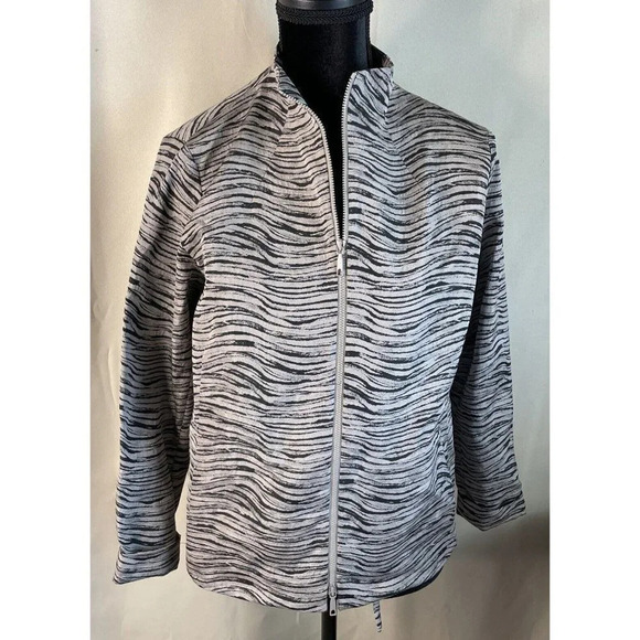 Lafayette 148 Tan Black  Animal Print Tiger Lightweight Full Zip Jacket P XS - Picture 1 of 6